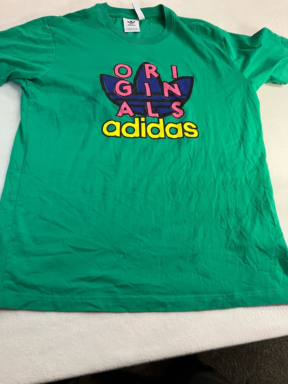 adidas Green Tee with Multicolor 'Originals' Graphic